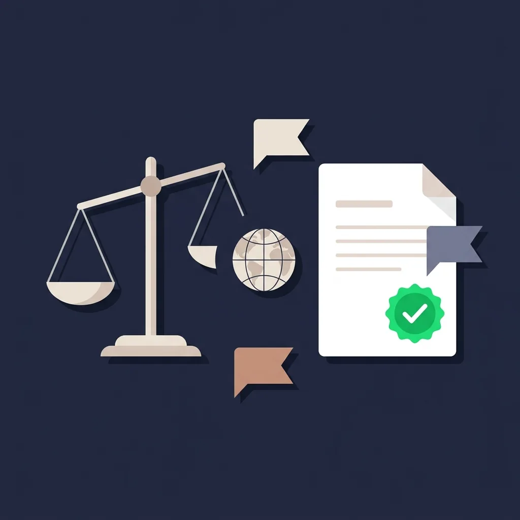 Scales of justice with a stamped contract — eSignature legal validity across jurisdictions